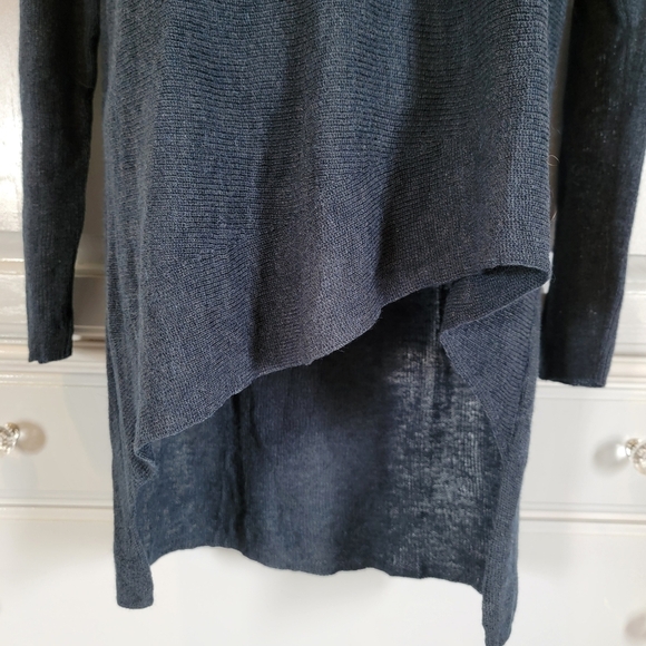 Eileen Fisher Wool Alpaca Blend Hi Low Knit Sweater Slate Blue Luxurious Size XS - Picture 3 of 9